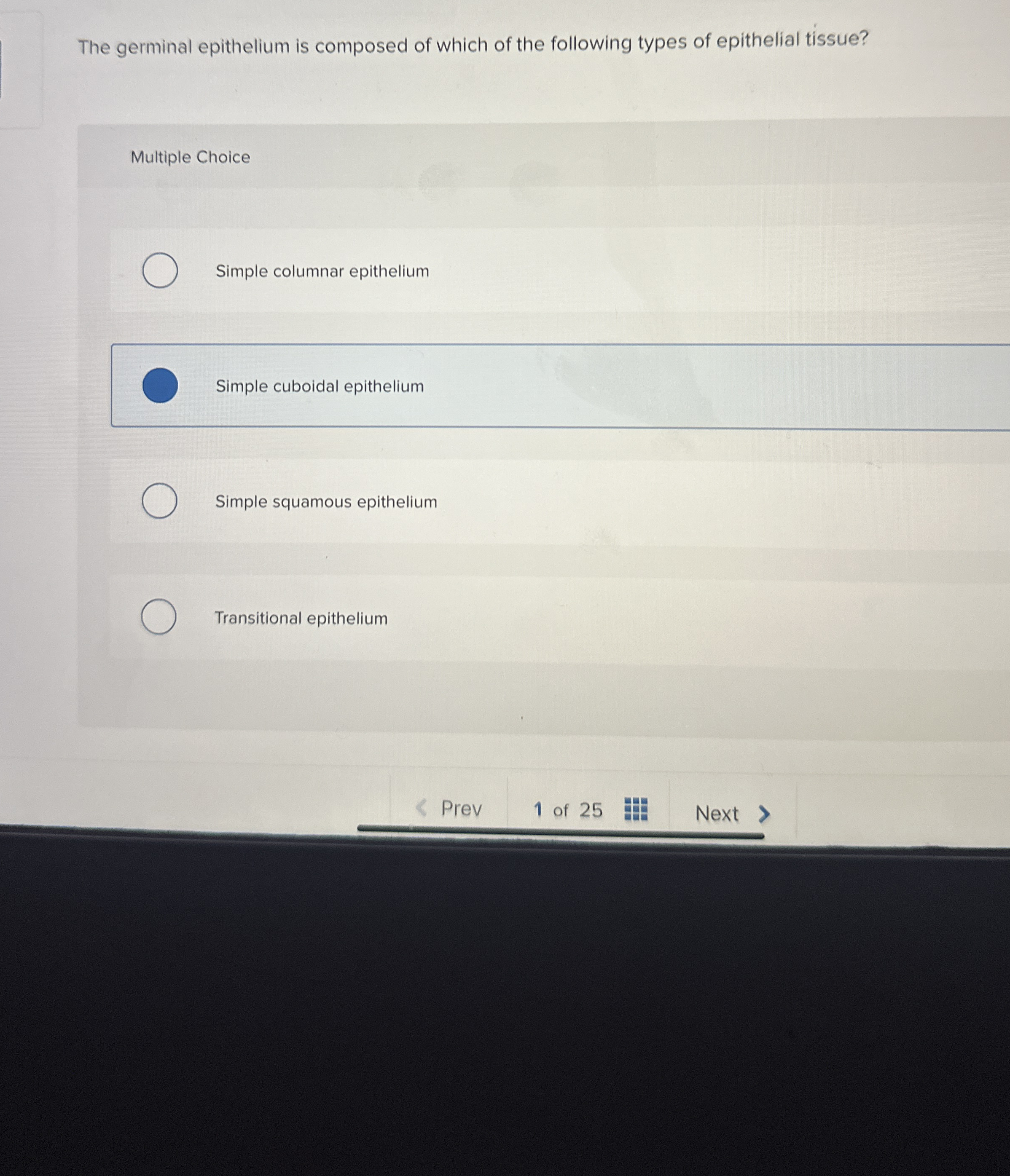 Solved The germinal epithelium is composed of which of the