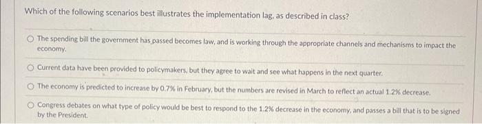 Solved Which Of The Following Scenarios Best Illustrates The | Chegg.com