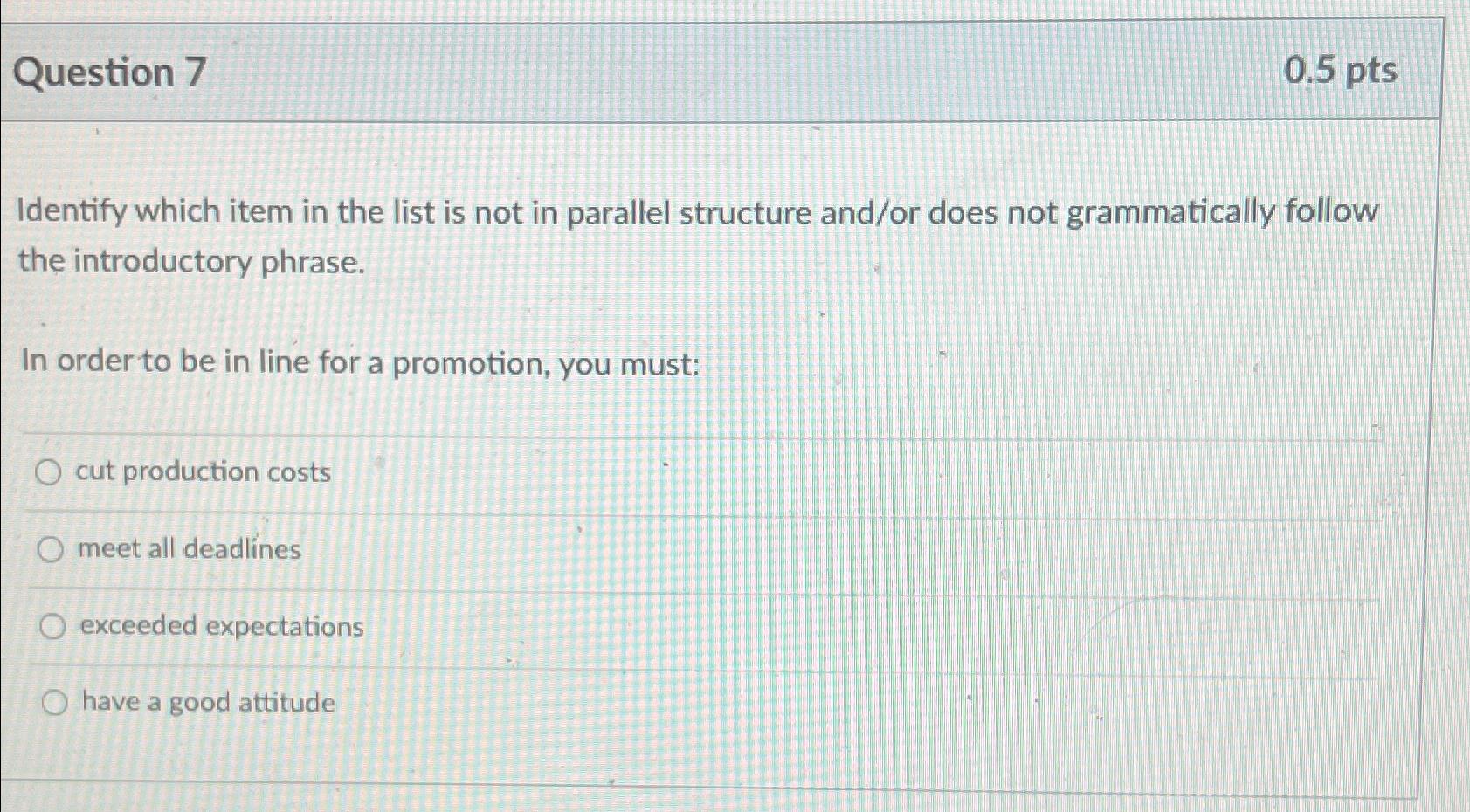 Solved Question 70.5ptsIdentify which item in the list is | Chegg.com