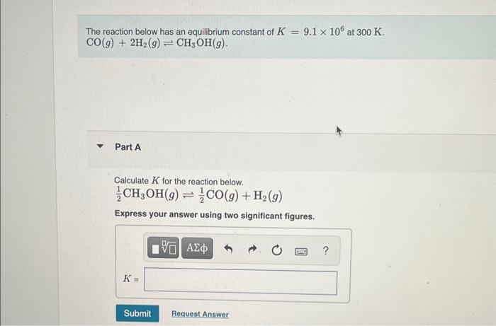 Solved The reaction below has an equilibrium constant of | Chegg.com
