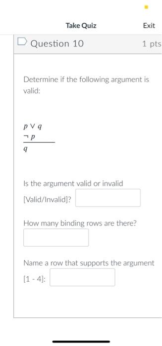 Solved Determine If The Following Argument Is Valid: | Chegg.com