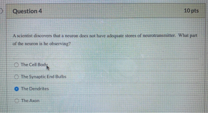 Solved Question 4 10 pts A scientist discovers that a neuron | Chegg.com