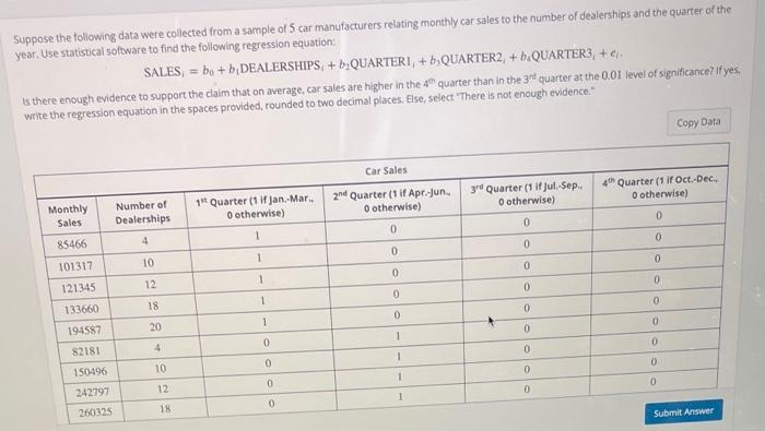 Solved Suppose the following data were collected from a | Chegg.com
