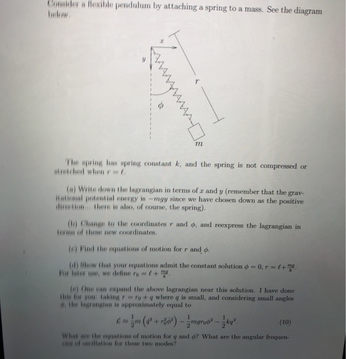 Spring Pendulum Physics Problem Pdf Solved Consider a flexible pendulum by attaching a spring to | Chegg.com