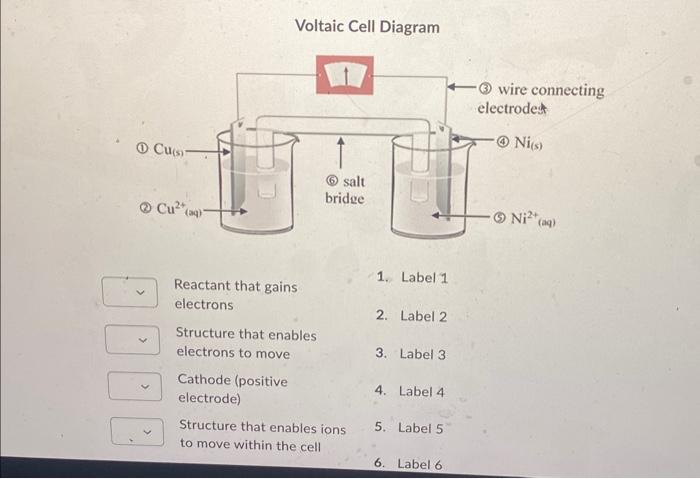 Solved Voltaic Cell Diagram 1. Label 1 | Chegg.com