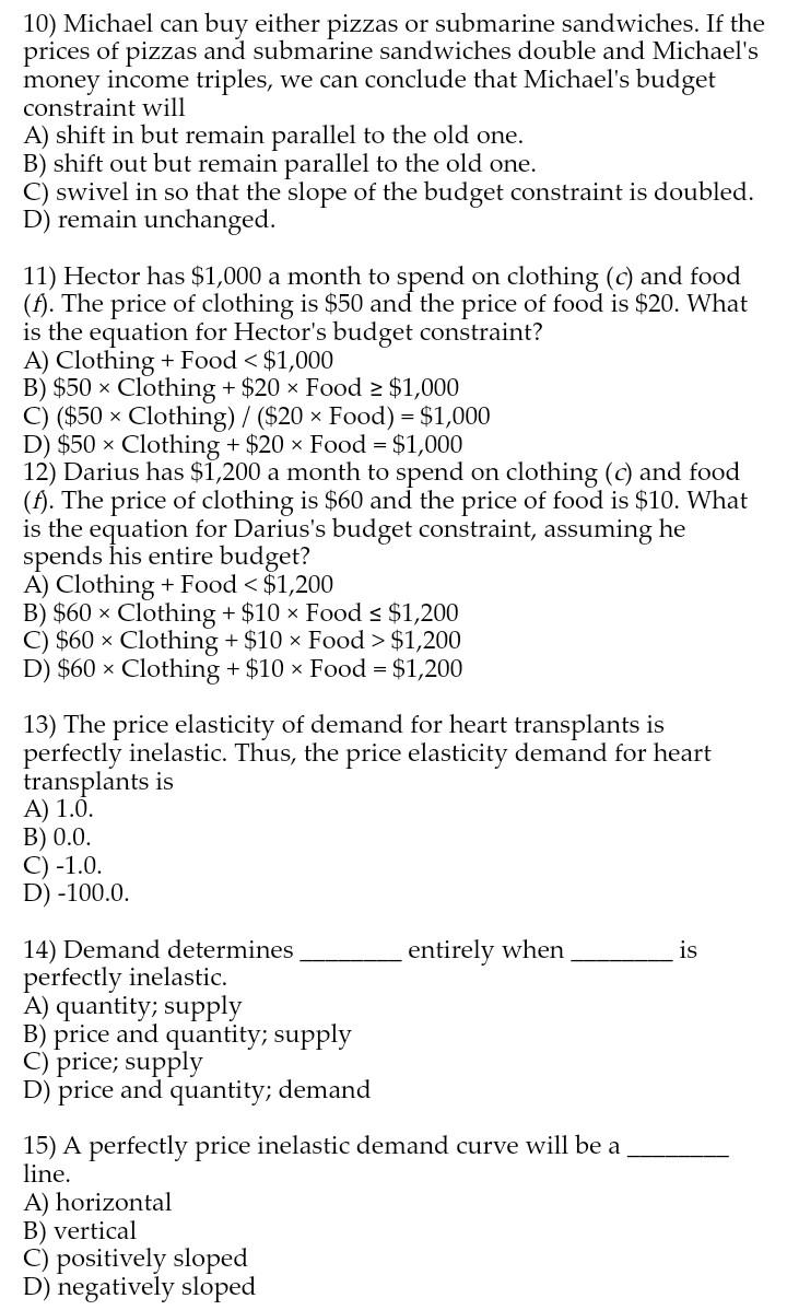 Solved Micro Economics please answer the 25 multiple choic3 | Chegg.com