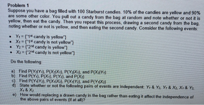 Solved Problem 1 Suppose You Have A Bag Filled With 100 S Chegg Com