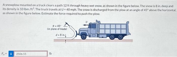 Solved A snowplow mounted on a truck clears a path 12ft | Chegg.com