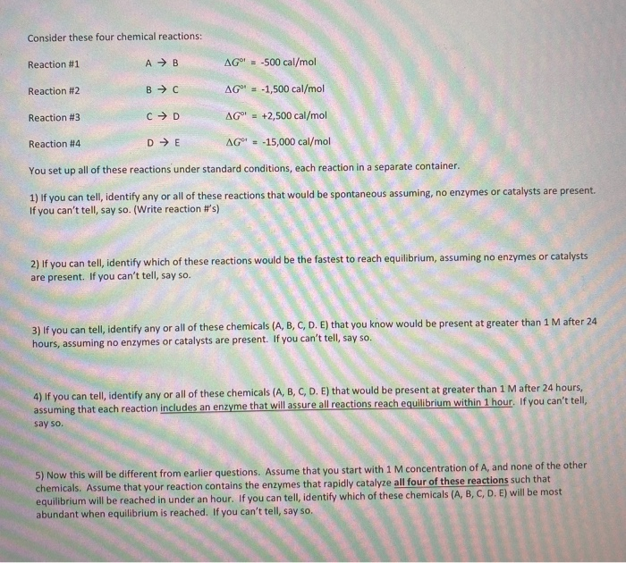 Solved Consider these four chemical reactions: Reaction #1 A | Chegg.com