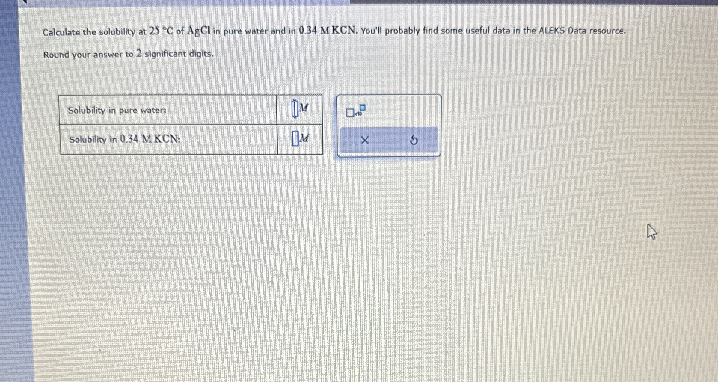 Solved Calculate the solubility at 25°C ﻿of AgCl in pure | Chegg.com