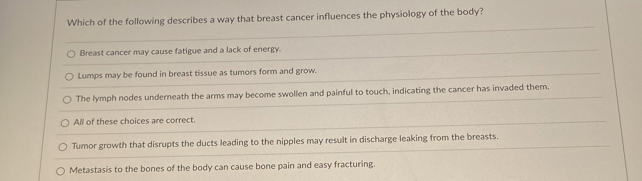 Solved Which of the following describes a way that breast | Chegg.com