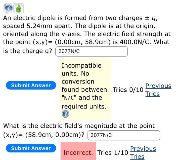 Solved An electric dipole is formed from two charges ±q, | Chegg.com