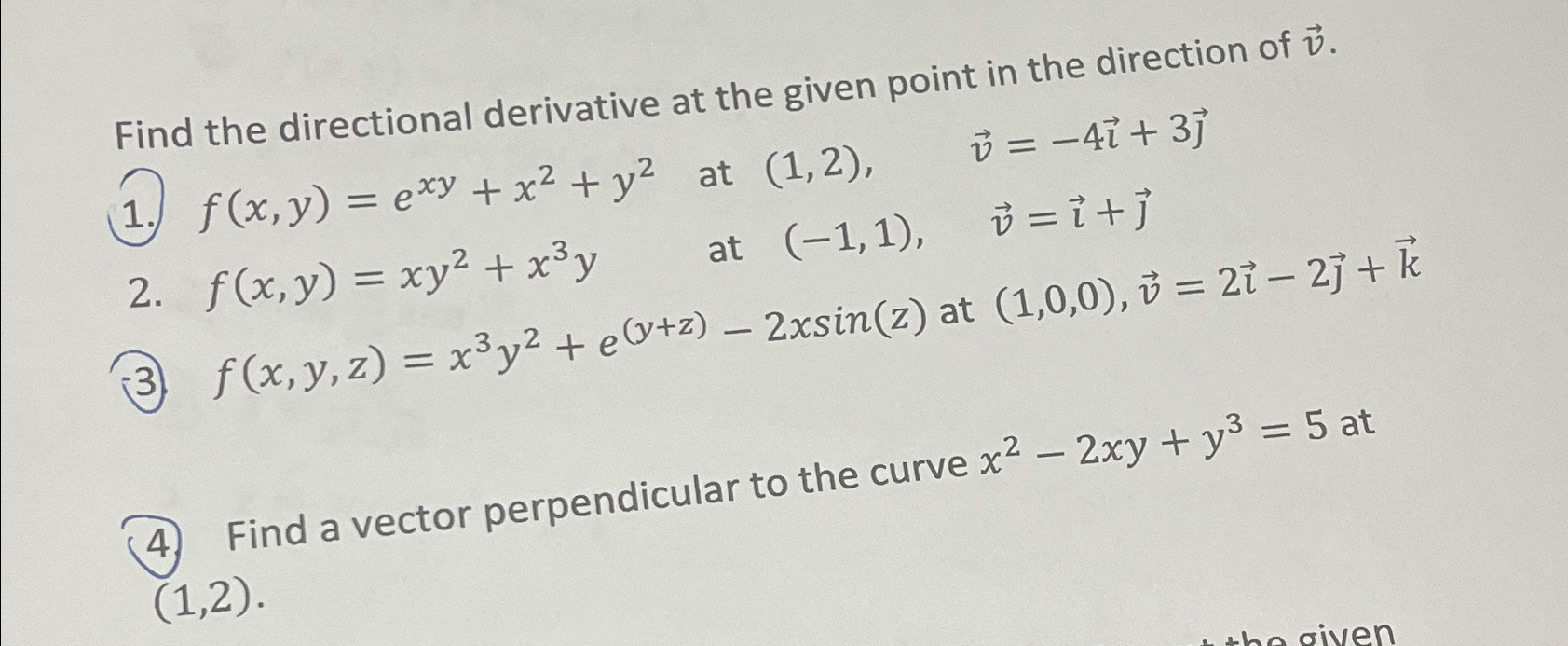 Solved Find The Directional Derivative At The Given Point In