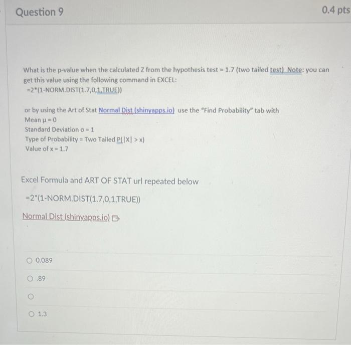 Solved What is the p-value when the calculated Z from the | Chegg.com