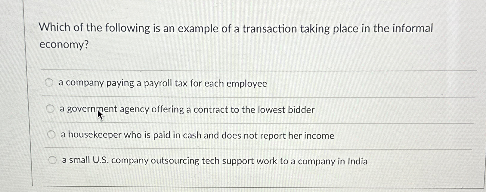 Solved Which of the following is an example of a transaction | Chegg.com