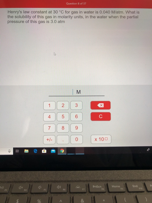 Solved Question 8 Of 37 Henry's Law Constant At 30 °C For | Chegg.com