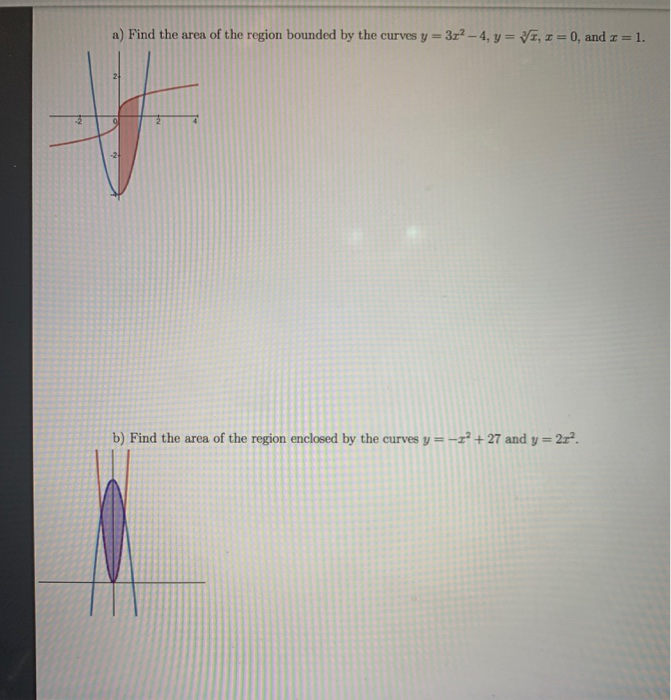 Solved a) Find the area of the region bounded by the curves | Chegg.com