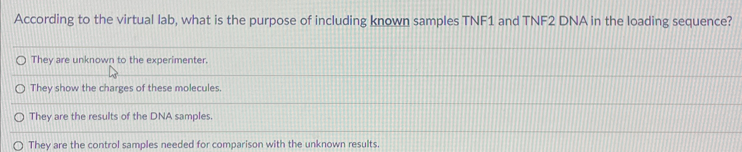 Solved According to the virtual lab, what is the purpose of | Chegg.com