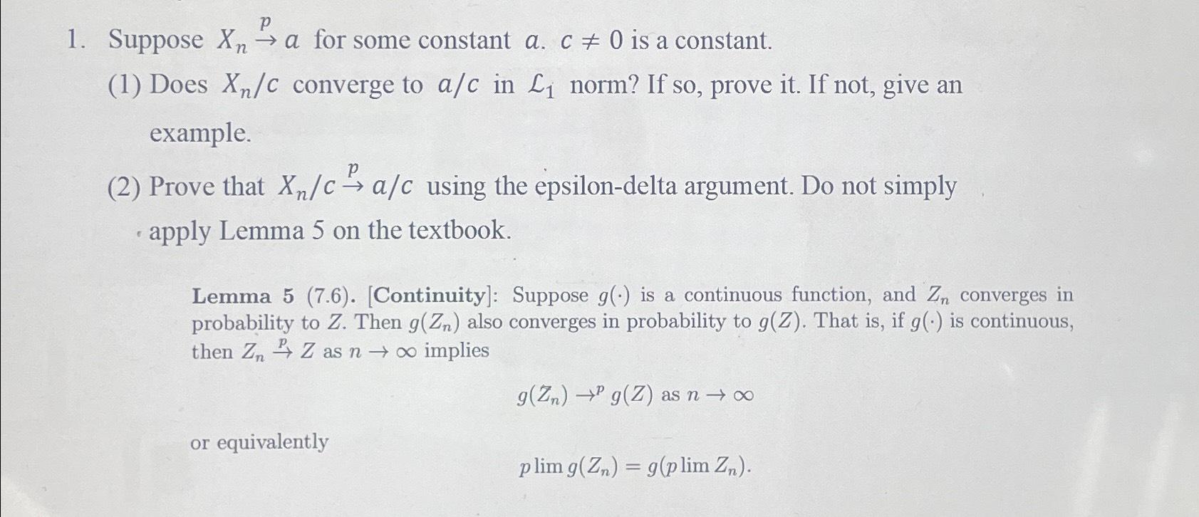 Solved Suppose xn pa for some constant a.c 0 is a Chegg