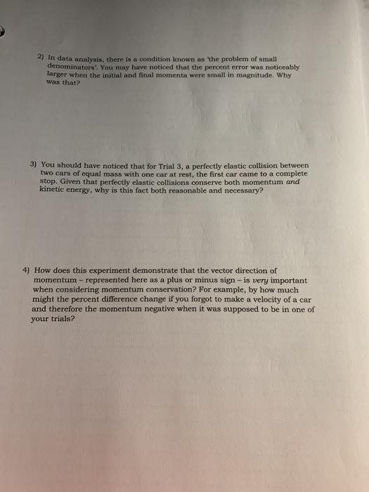 Solved Report Sheet Conservation of Momentum P: my Trial | Chegg.com