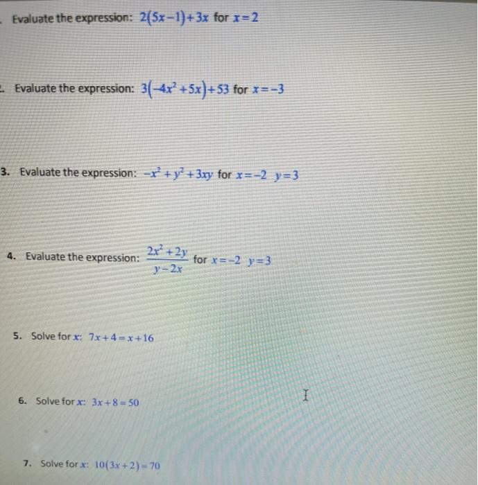 Evaluate The Expression 2 5x 1 3x For 1 2 Chegg 