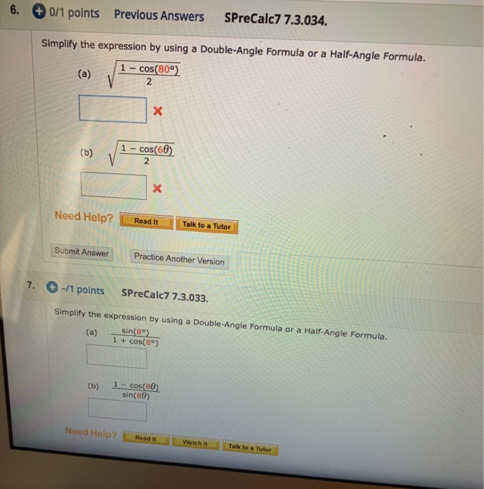 Solved 6 0 1 Points Previous Answers Sprecalc7 7 3 034