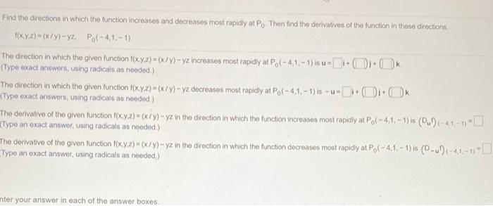 Solved Find the directions in which the function increases | Chegg.com