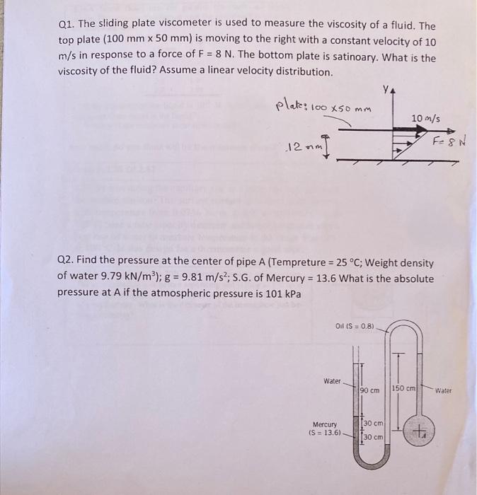 Solved Q1. The sliding plate is used to measure