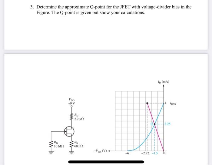 Solved 3 Determine The Approximate Q Point For The Jfet 2557