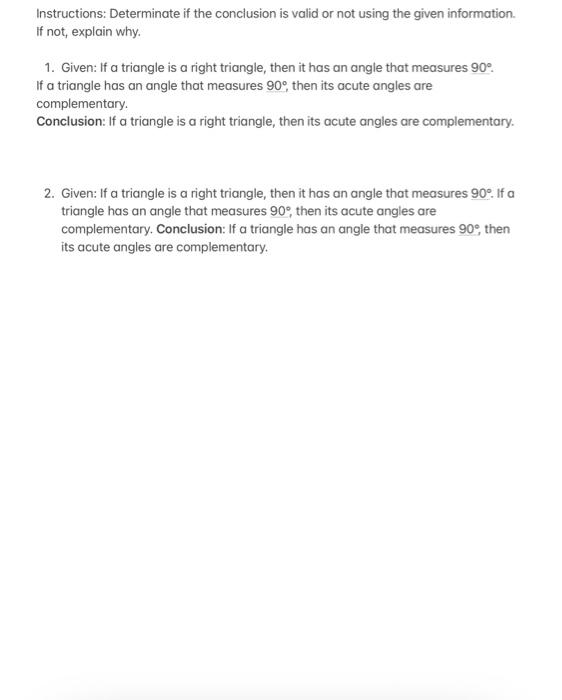Solved Instructions: Determinate if the conclusion is valid | Chegg.com