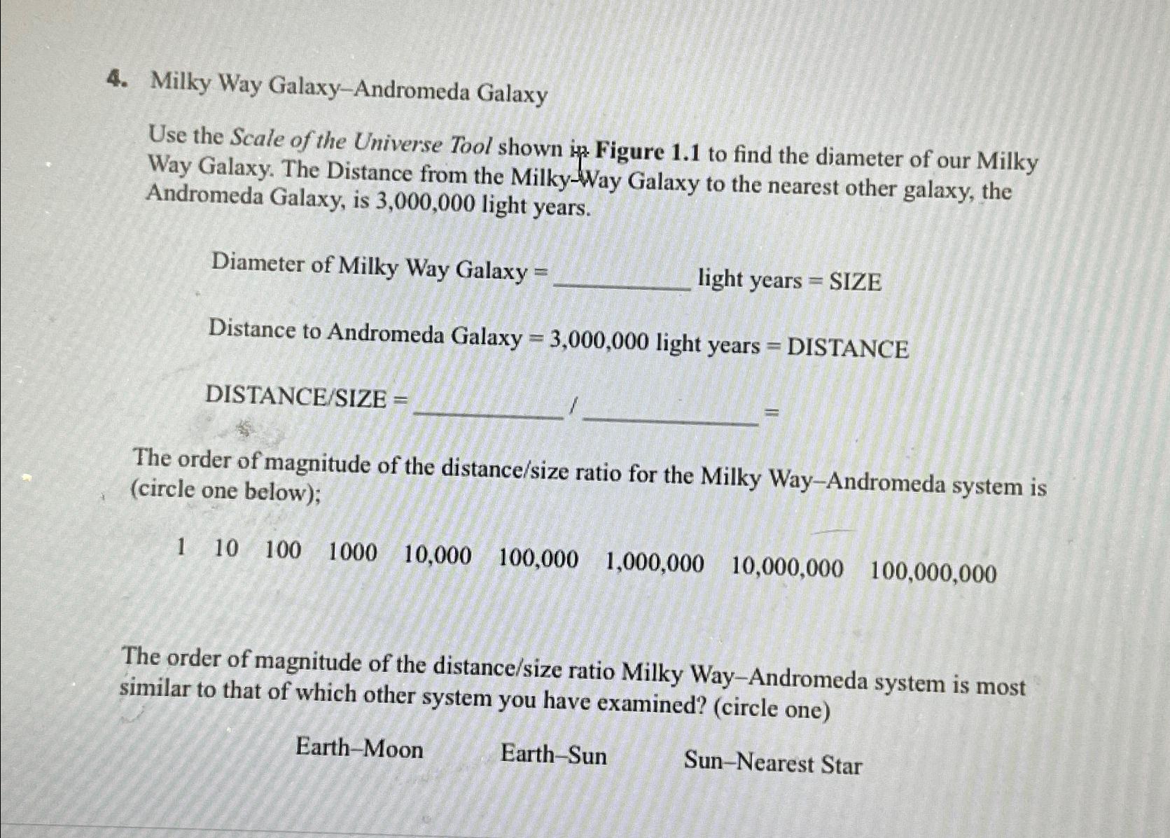I need to know the order of magnitude of the distance | Chegg.com