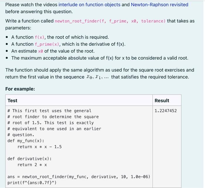 Solved a The Newton-Raphson Method Be sure to watch the | Chegg.com