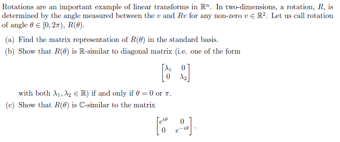 Solved Rotations are an ﻿important example of ﻿linear | Chegg.com