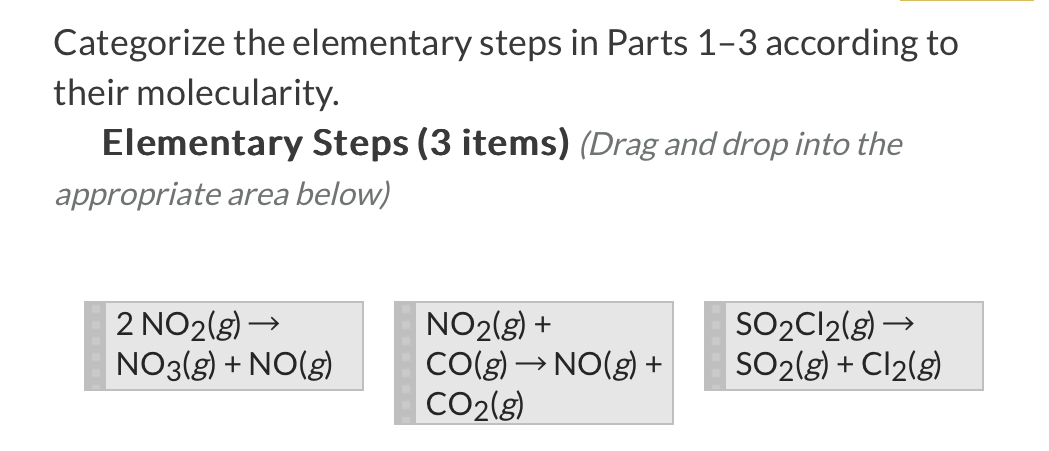 Categorize the elementary steps in Parts 1-3 | Chegg.com