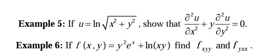 Solved Example 5: If u=lnx2+y2, show that ∂x2∂2u+y∂y2∂2u=0. | Chegg.com