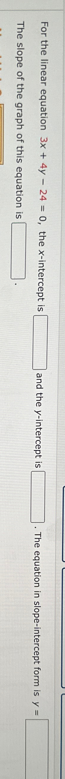 4y 3x 12 in y intercept form