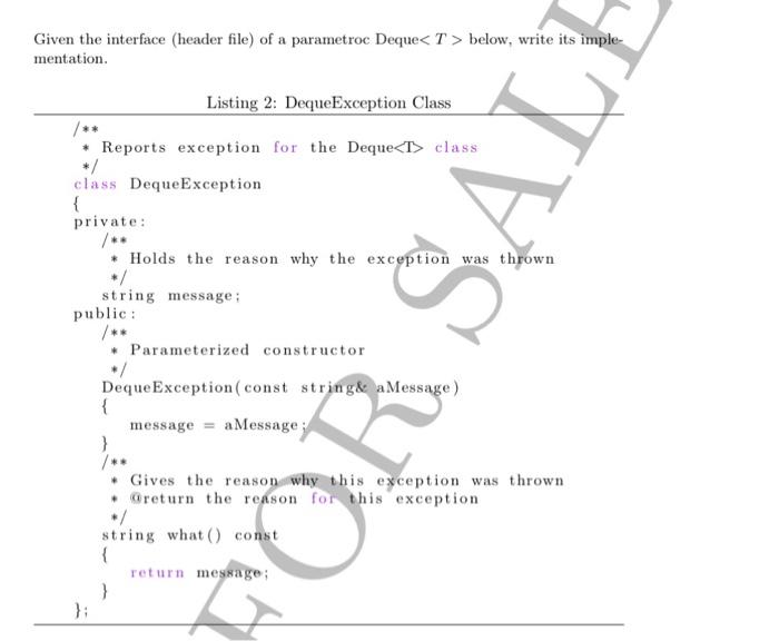 In im T] ad th th pt of LGiven the interface (header