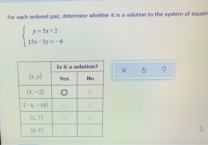 Solved For each ordered pair, determine whether it is a | Chegg.com