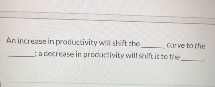 Solved An increase in productivity will shift the curve to | Chegg.com