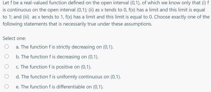 Solved Let f be a real-valued function defined on the open | Chegg.com