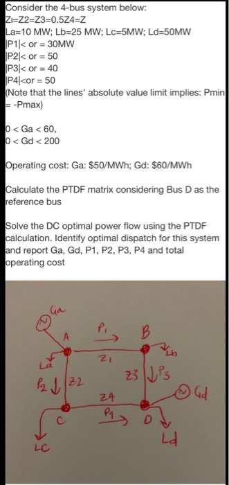 Solved Consider the 4-bus system below: ZI=Z2=Z3=0.524=Z | Chegg.com