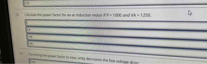 Solved Caloulate the power factor for an ac induction motor | Chegg.com