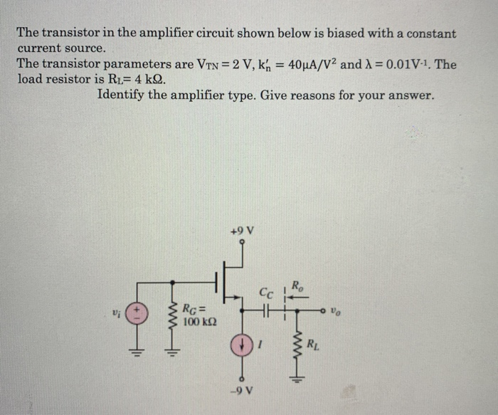 Solved The Transistor In The Amplifier Circuit Shown Below | Chegg.com ...