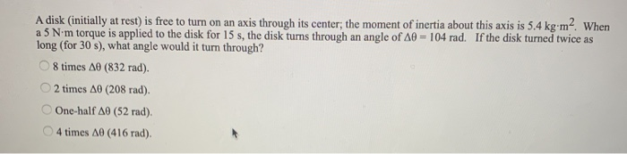 Solved A disk (initially at rest) is free to turn on an axis | Chegg.com