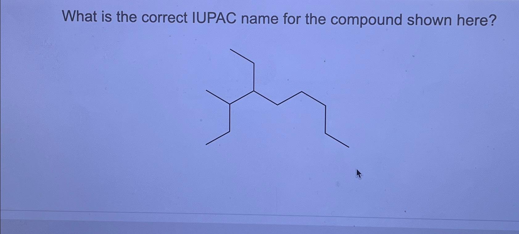 Solved What Is The Correct Iupac Name For The Compound Shown 1794