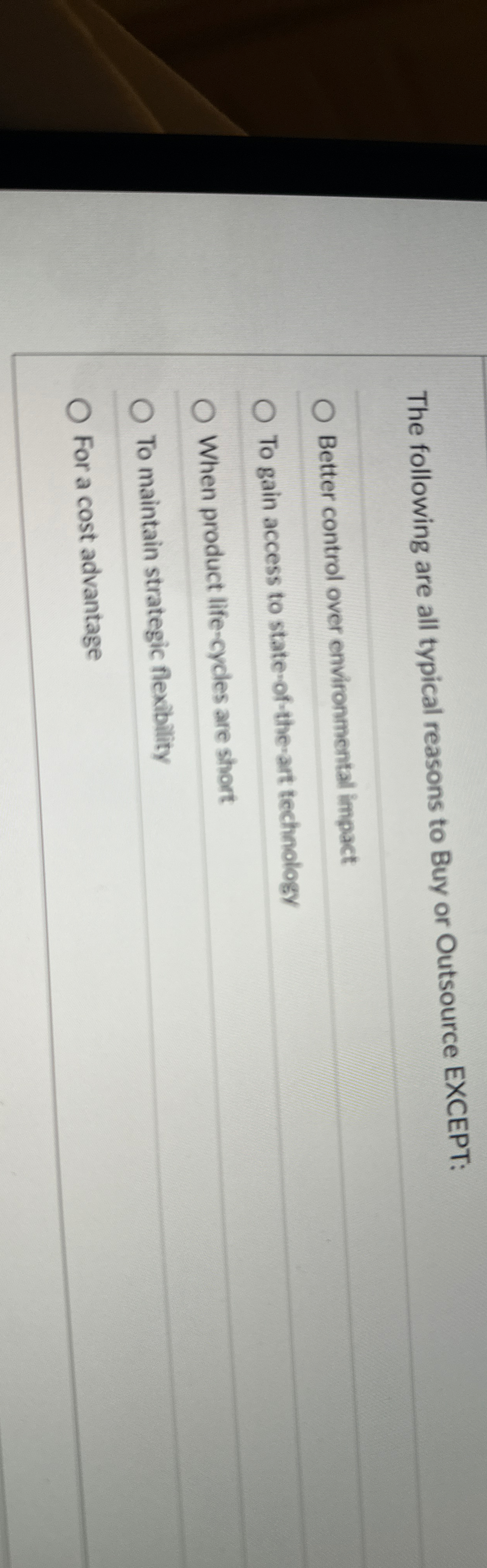 Solved The following are all typical reasons to Buy or