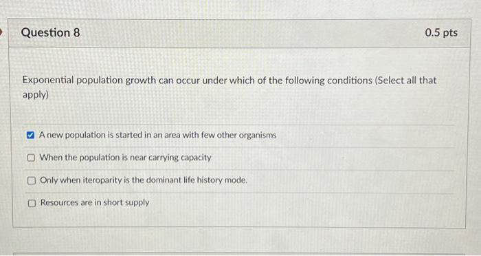 Solved Exponential population growth can occur under which | Chegg.com