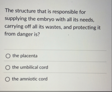 Solved The structure that is responsible for supplying the | Chegg.com