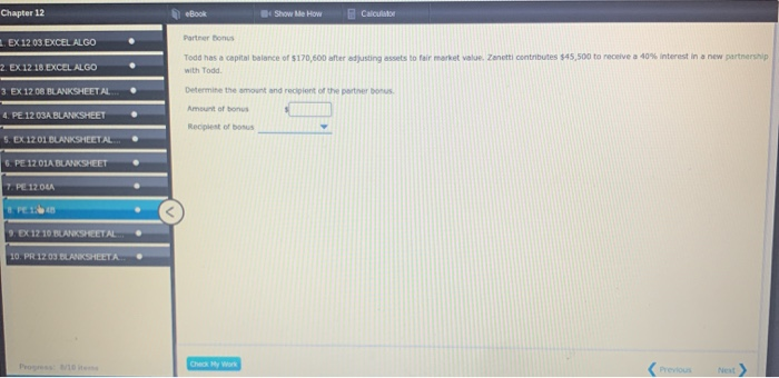 Solved Chapter 12 eBook 4 Show Me How Calculator Partner | Chegg.com