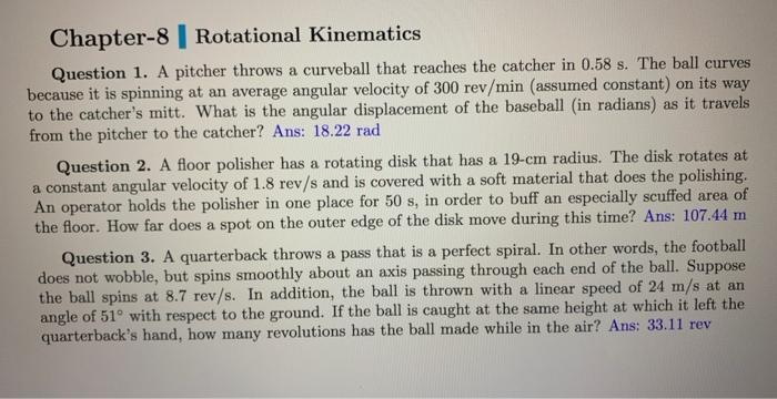 Solved Chapter-8 | Rotational Kinematics Question 1. A | Chegg.com